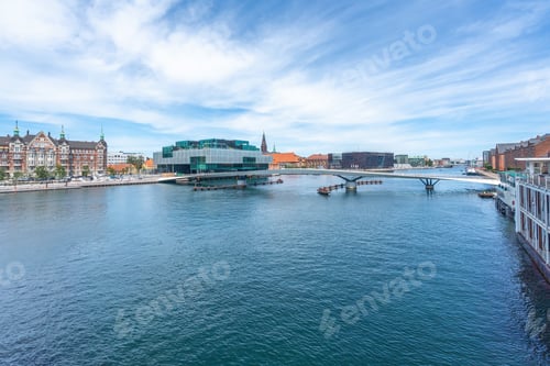 Preview: Copenhagen Canal Skyline with Lille Langebro Bridge and Royal Library - Copenhagen, Denmark