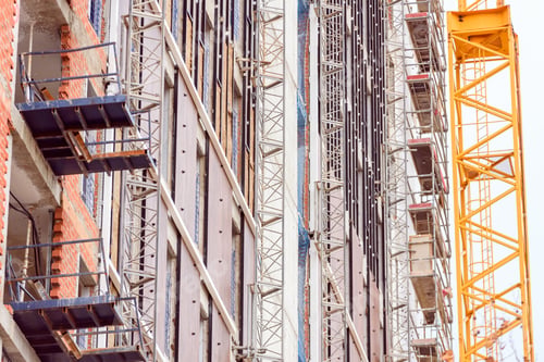 Preview: Scaffolding in a building under construction.