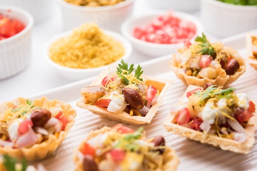 Delicious Food Tartlets on a Serving Platter