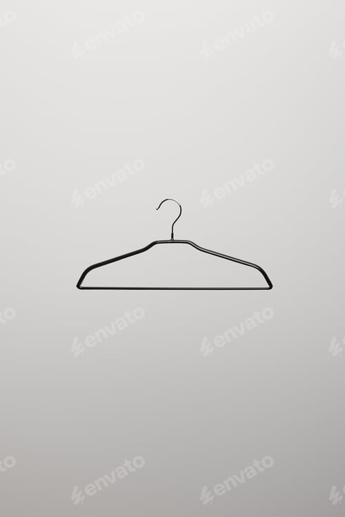 Preview: top view of empty hanger on grey background