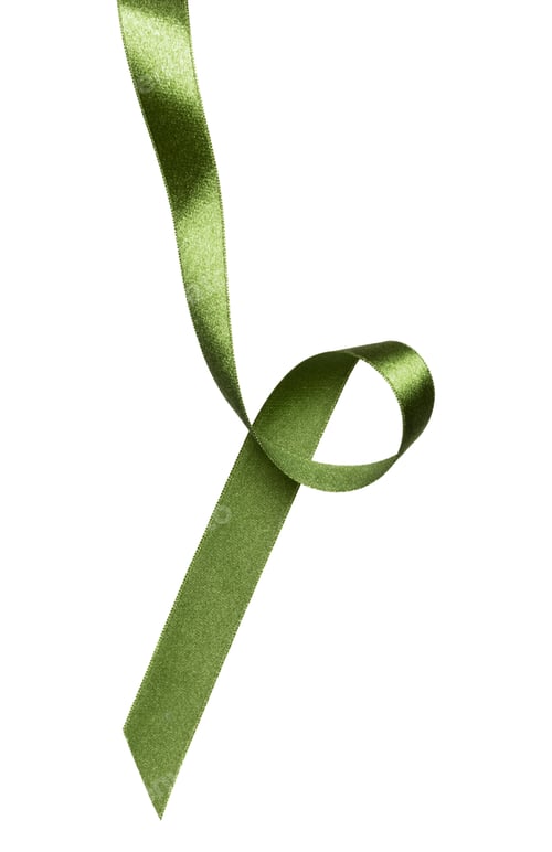 Preview: Shiny satin ribbon in green color isolated on white background close up