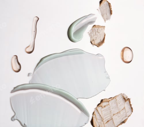 Visualização: Amostras aproximadas de produtos cosméticos. Tendência de autocuidado