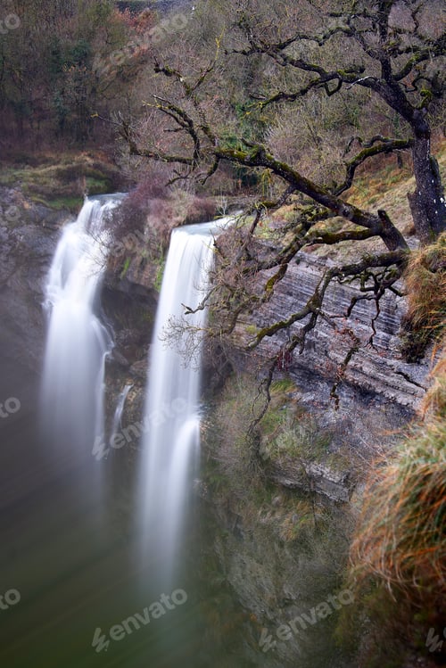 Preview: Autumn tree and waterfall