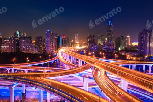 Preview: modern city traffic at night