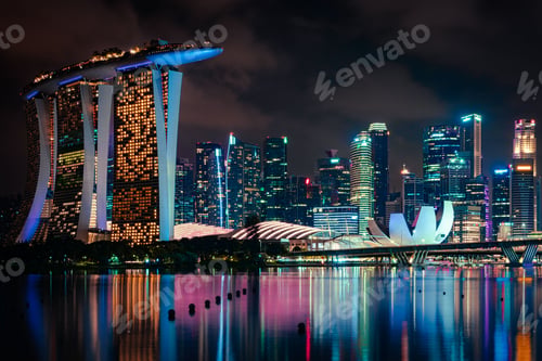 Preview: Beautiful view of a vibrant cityscape illuminated by a myriad of twinkling lights