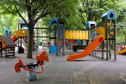 Preview: Empty Bright and bold playground in Paris, France