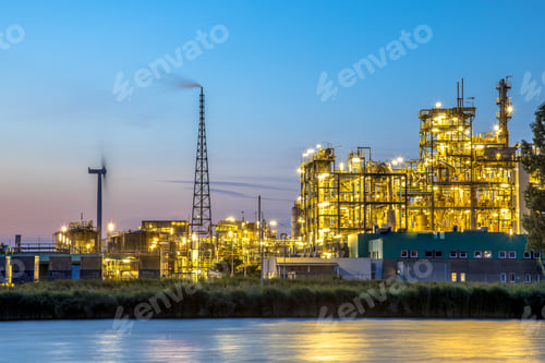 Preview: Chemical plant long exposure at dusk