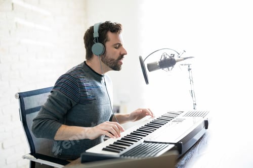 Preview: Man Plays Keyboard and Sings Into Microphone