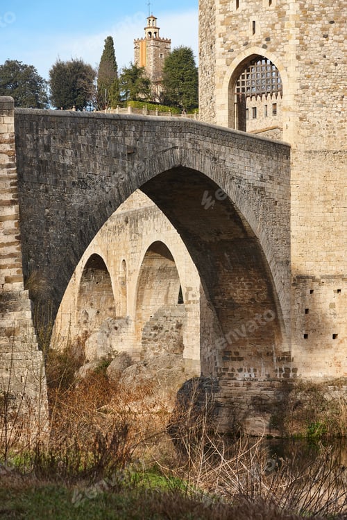 Preview: Medieval village of Besalu. Stone bridge. Garrotxa. Girona, Catalonia. Spain