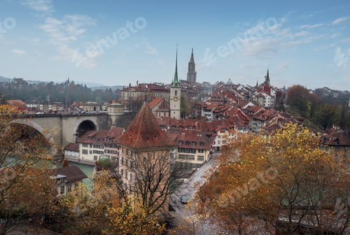 Preview: Bern Skyline with Old Town landmarks - Bern, Switzerland