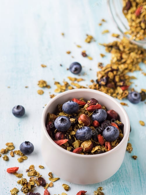 Preview: Matcha green tea granola with berries