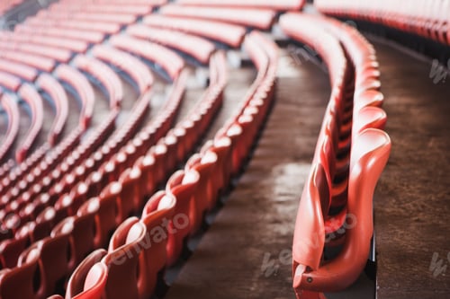Preview: Empty sports stadium with nobody on seats during corona pandemic outbreak