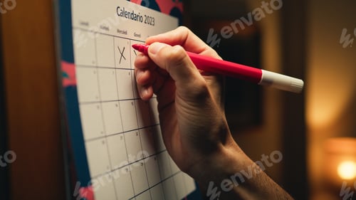 Preview: Hand is highlighting the date with a red marker