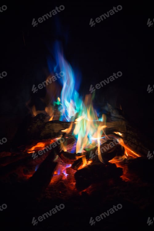Preview: the fire is burning brightly at night in the dark time
