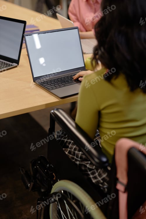 Preview: Woman with Disability Studying on Computer