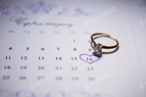 Preview: Gold wedding rings for newlyweds on wedding day
