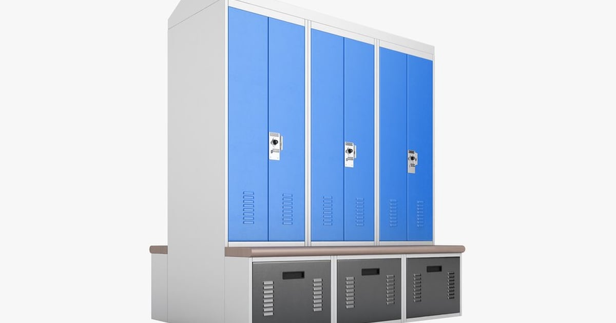 Modular Storage Lockers with Bench 3D, Incl. bench & cabinet - Envato