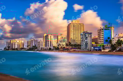 Preview: San Juan, Puerto Rico resort skyline on Condado Beach
