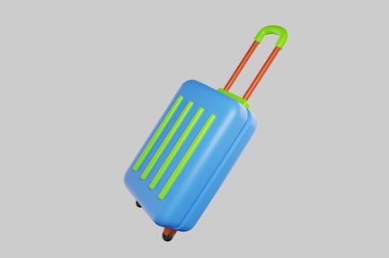 Preview: Cartoonish blue rolling suitcase