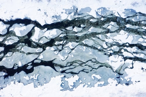 Preview: Winter river from air. Winter aerial landscape. View from drone