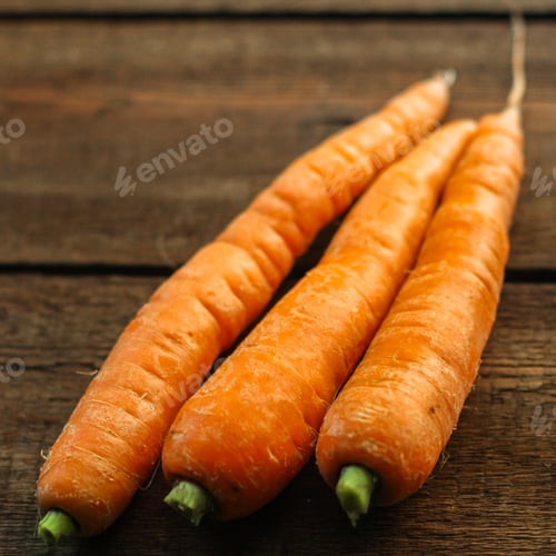 Preview: Carrots (Harvest, Fresh And Juicy Vegetables). Food Background. Top View. Copy Space