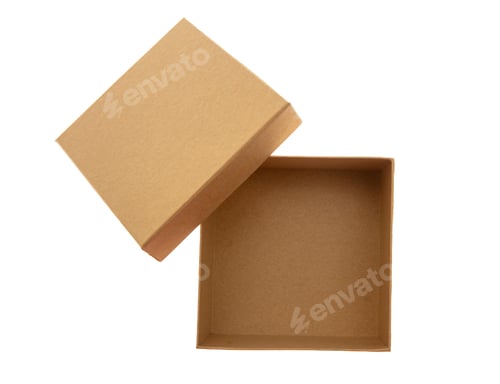 Preview: Gift box empty with open lid isolated white background, top view