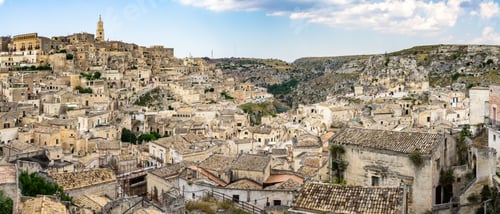 Preview: Panoramic view of the historic district of Sasso Caveoso in Matera, Basilicata, Italy
