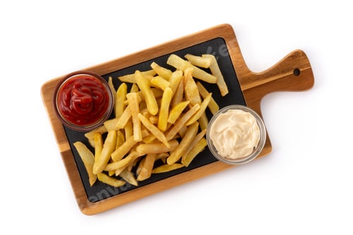 Preview: Fried potatoes with ketchup and Mayonnaise