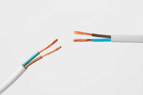 Preview: Two-Wire Electrical Cable With Exposed Copper Strands