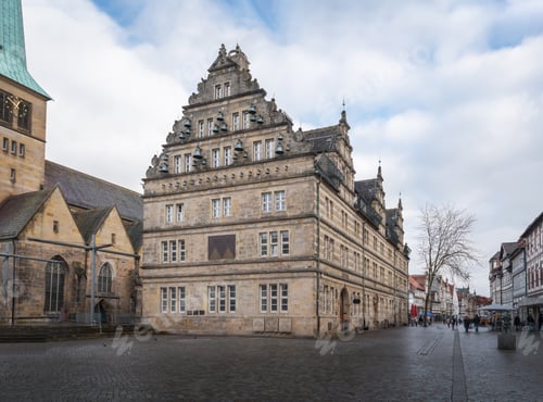 Vista previa: Fachada del edificio Hochzeitshaus - Hamelín, Baja Sajonia, Alemania