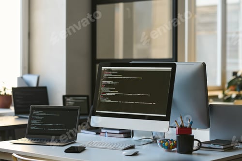 Preview: Workplace of developer with computer