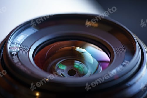 Preview: Closeup shot of modern camera lens