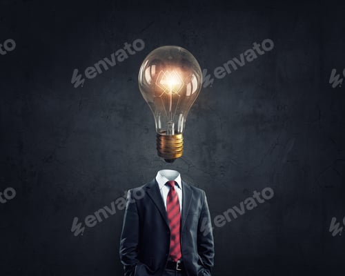 Preview: Unrecognizable Businessman With Light Bulb Instead Of Head