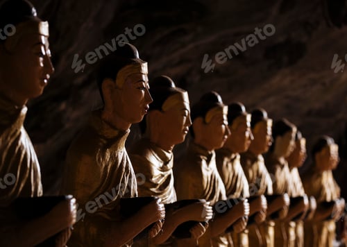 Preview: Buddhist monk statues in Sa-dan Cave, Hsipaw, Shan State, Myanmar