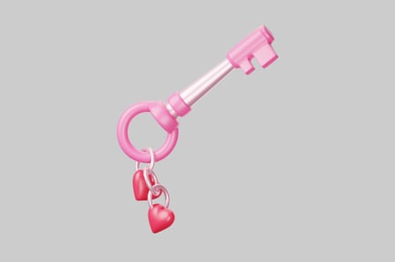 Preview: Pink key with heart charms