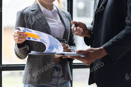 Preview: Colleagues meeting, business partners are analyzing the company's investment situation.