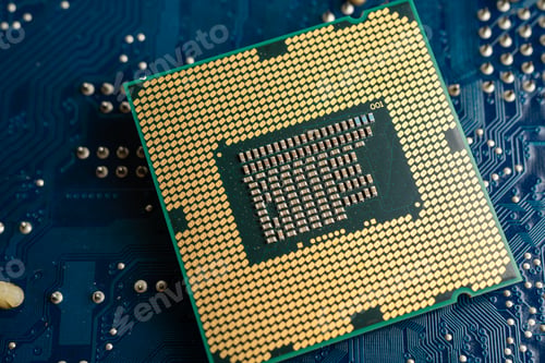 Preview: CPU, central processor unit chip Chip on circuit board in PC and laptop computer technology.