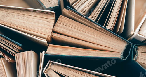 Preview: Background from old books in the library, close-up.