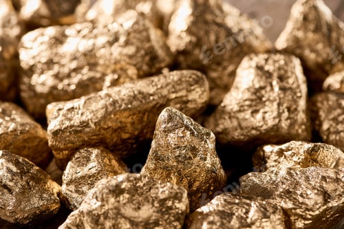 Preview: close up view of gold textured shiny stones in daylight