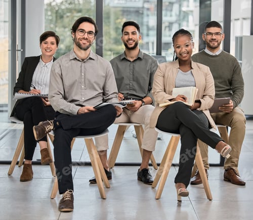 Preview: Impress us. Portrait of a group of businesspeople taking notes during a meeting in an office.