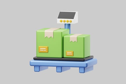 Preview: Cartoon delivery scale with boxes