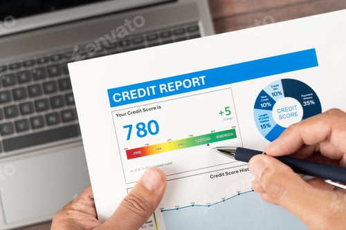 Preview: Credit Report Review with Pen on Laptop