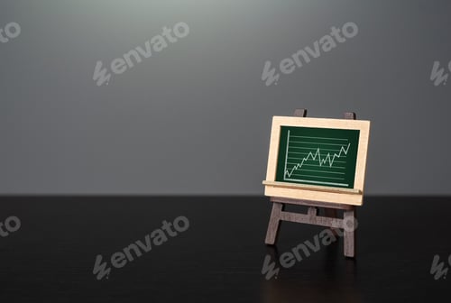 Preview: Easel with a growing trend graph. Capital increase.
