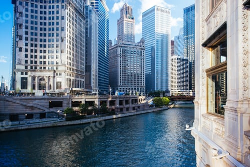 Preview: Chicago River Skyline View in Illinois USA