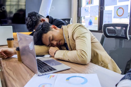 Preview: Business Man Sleeping During Meeting Due to Overworked and Exhausted in Office Room