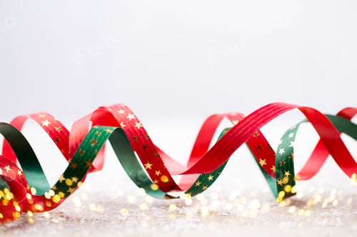 Preview: Christmas gift ribbon and gray background.