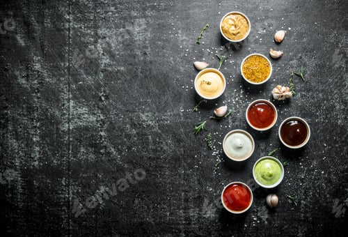 Preview: Big set of delicious rich sauces.