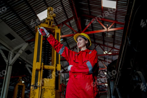 Preview: Engineer checking construction process railway and checking work on railroad station