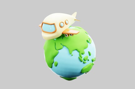 Preview: Cartoon plane globe travel destination