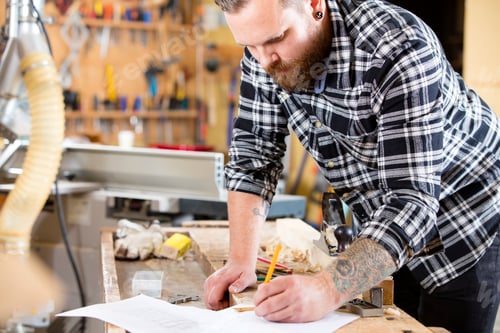 Carpenter at Workbench Plans Woodworking Project